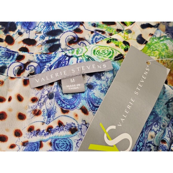 ALK Women's Medium Valerie Stevens Multicolor Popvoer Open Back Blouse Shirt Top - Picture 6 of 8